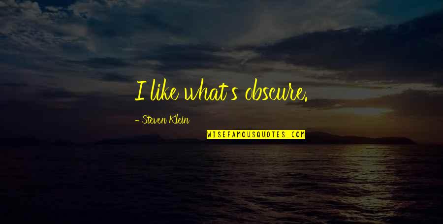 Pulaski Quotes By Steven Klein: I like what's obscure. Pulaski Quotes By Steven Klein: I like what's obscure.