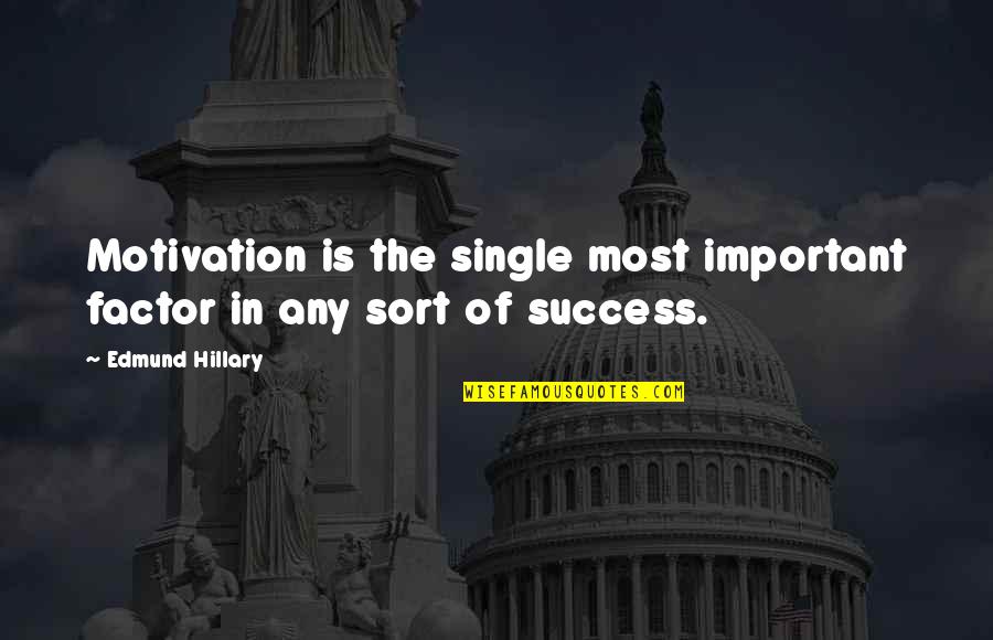 Pulehu Quotes By Edmund Hillary: Motivation is the single most important factor in