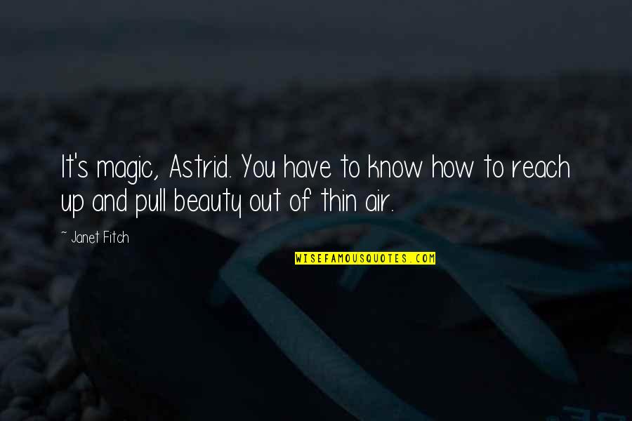 Pull Out Quotes By Janet Fitch: It's magic, Astrid. You have to know how
