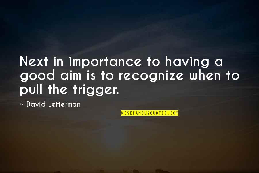 Pull The Trigger Quotes By David Letterman: Next in importance to having a good aim