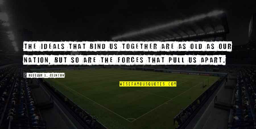 Pull Together Quotes By William J. Clinton: The ideals that bind us together are as