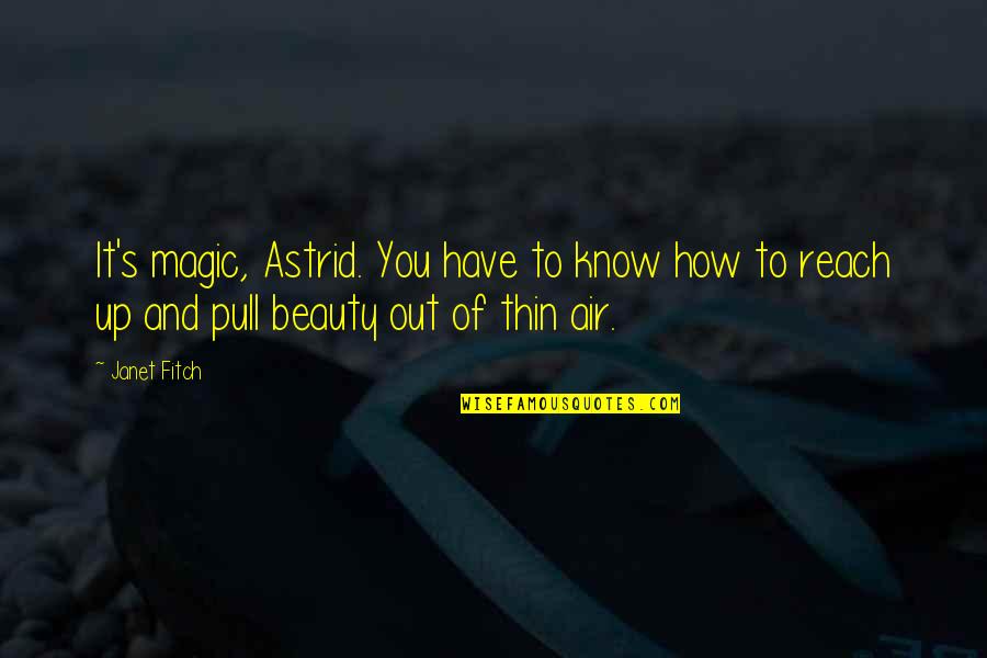 Pull Up Quotes By Janet Fitch: It's magic, Astrid. You have to know how