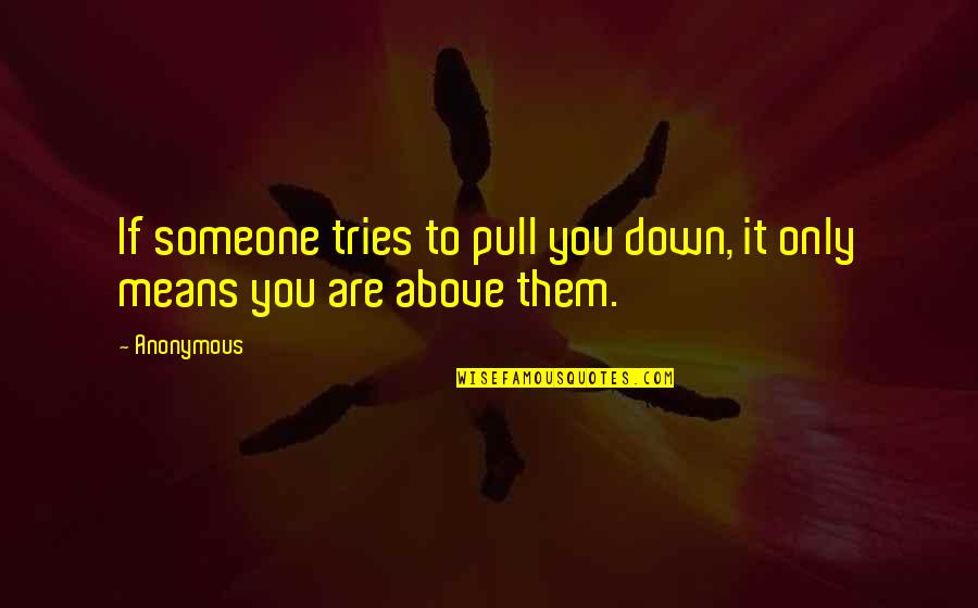 Pull You Down Quotes By Anonymous: If someone tries to pull you down, it