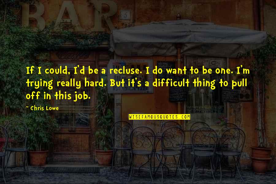 Pull'd Quotes By Chris Lowe: If I could, I'd be a recluse. I