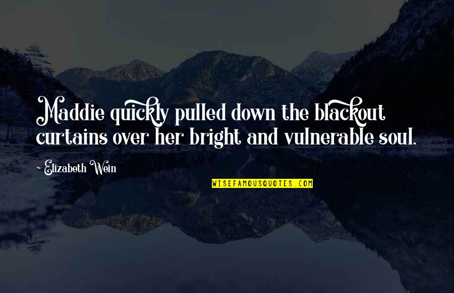 Pulled Down Quotes By Elizabeth Wein: Maddie quickly pulled down the blackout curtains over