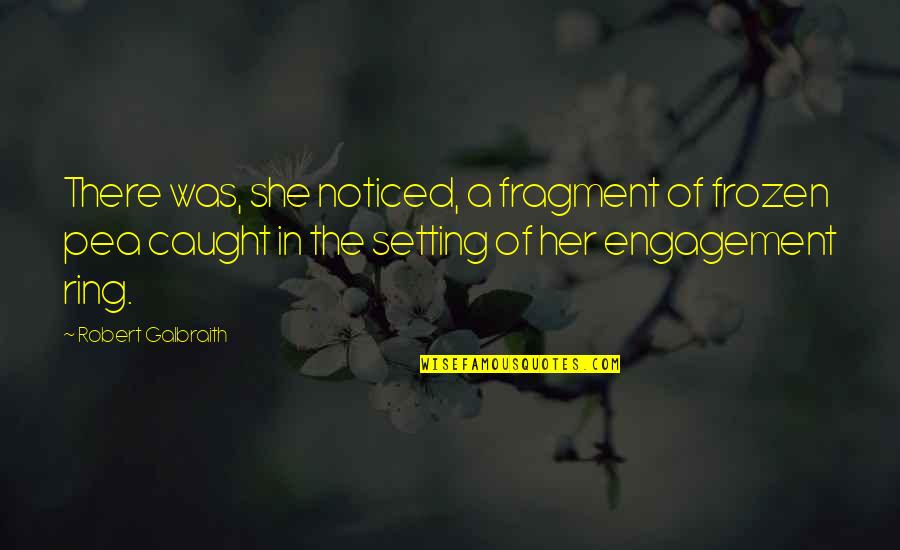 Pullet Quotes By Robert Galbraith: There was, she noticed, a fragment of frozen Pullet Quotes By Robert Galbraith: There was, she noticed, a fragment of frozen