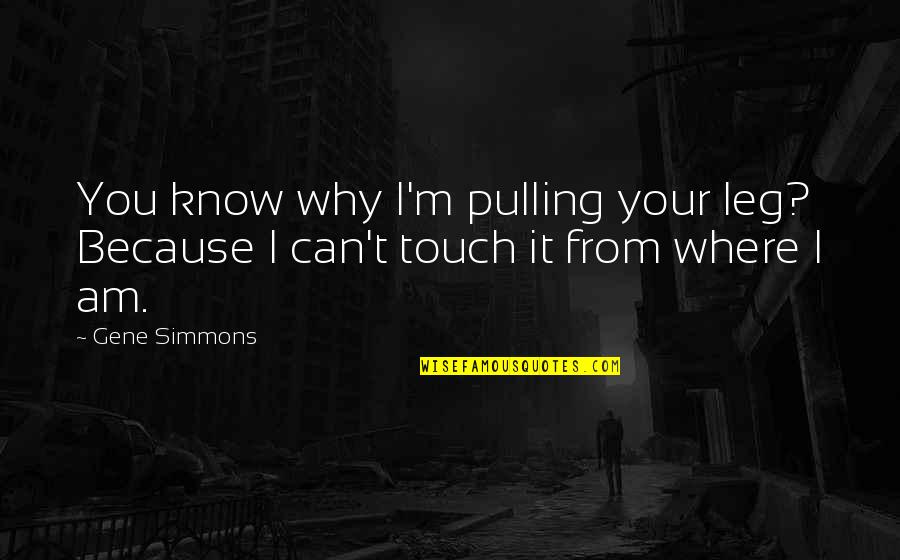 Pulling Leg Quotes By Gene Simmons: You know why I'm pulling your leg? Because