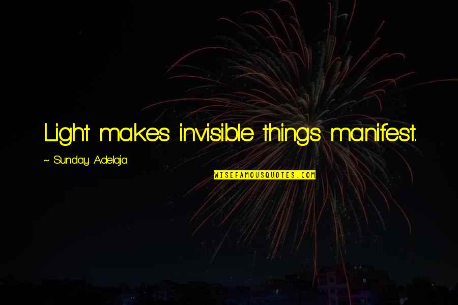 Puluhang Quotes By Sunday Adelaja: Light makes invisible things manifest.