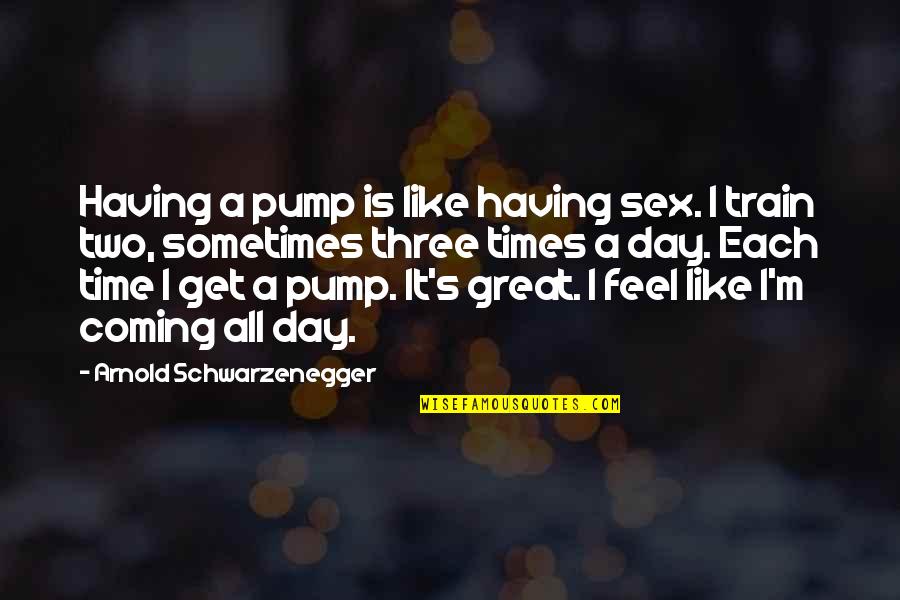 Pump Quotes By Arnold Schwarzenegger: Having a pump is like having sex. I