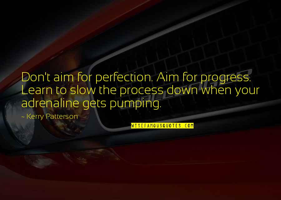 Pumping Up Quotes By Kerry Patterson: Don't aim for perfection. Aim for progress. Learn