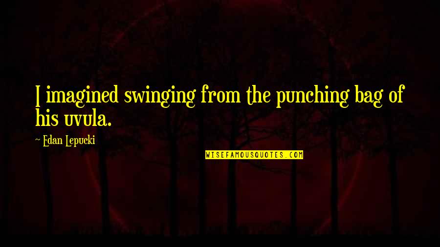 Punching Quotes By Edan Lepucki: I imagined swinging from the punching bag of