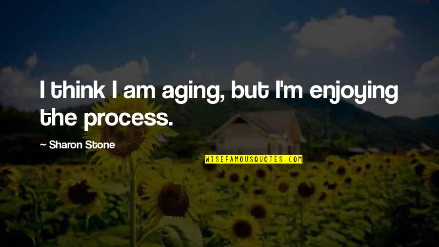 Puncutation Quotes By Sharon Stone: I think I am aging, but I'm enjoying