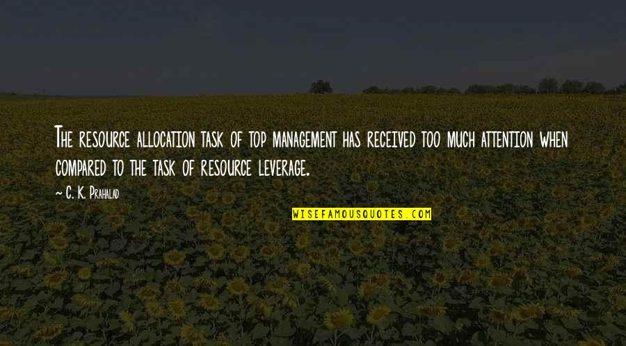Puneeta Ramachandra Quotes By C. K. Prahalad: The resource allocation task of top management has Puneeta Ramachandra Quotes By C. K. Prahalad: The resource allocation task of top management has