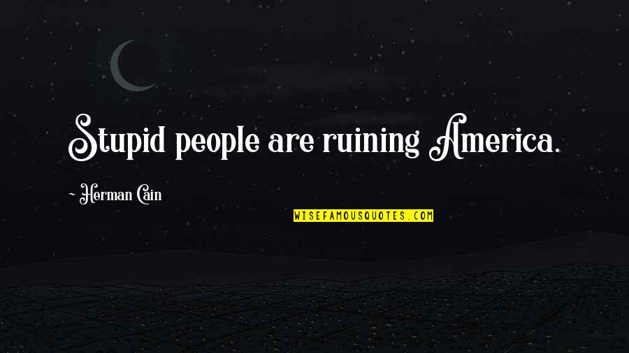 Punitos Quotes By Herman Cain: Stupid people are ruining America.