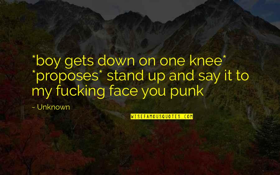 Punk Quotes By Unknown: *boy gets down on one knee* *proposes* stand