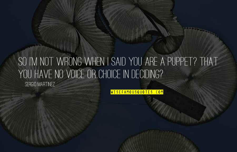 Puppet Quotes By Sergio Martinez: So I'm not wrong when I said you