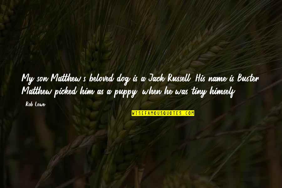 Puppy Dog Quotes By Rob Lowe: My son Matthew's beloved dog is a Jack