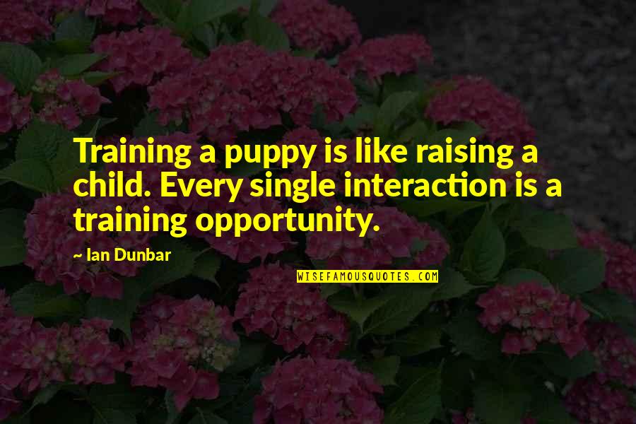 Puppy Training Quotes By Ian Dunbar: Training a puppy is like raising a child.