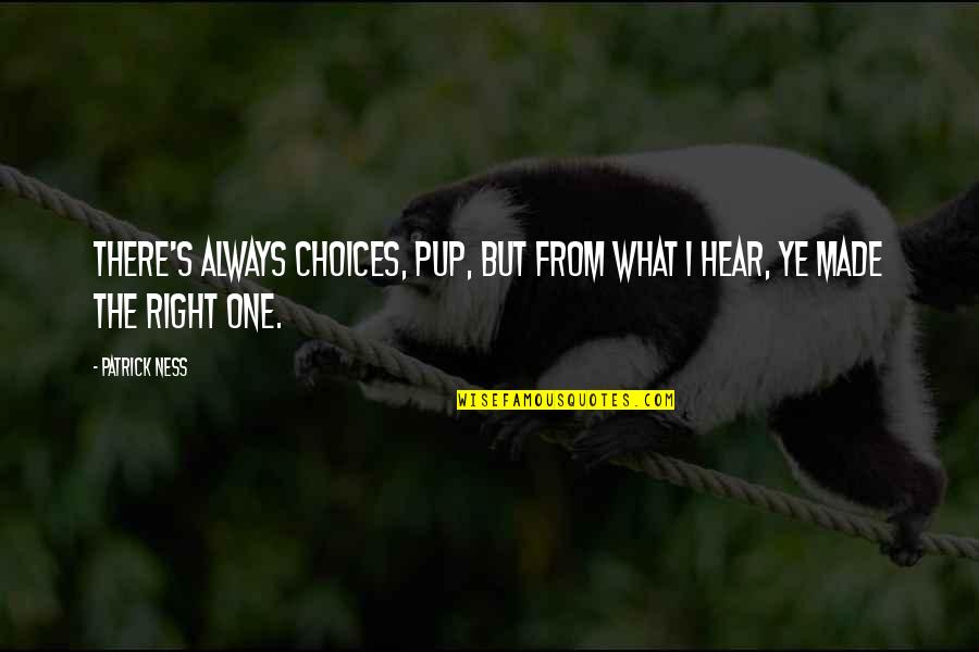 Pup's Quotes By Patrick Ness: There's always choices, pup, but from what I