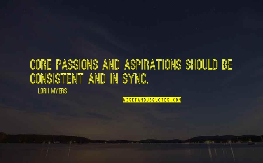 Purchase Decision Quotes By Lorii Myers: Core passions and aspirations should be consistent and