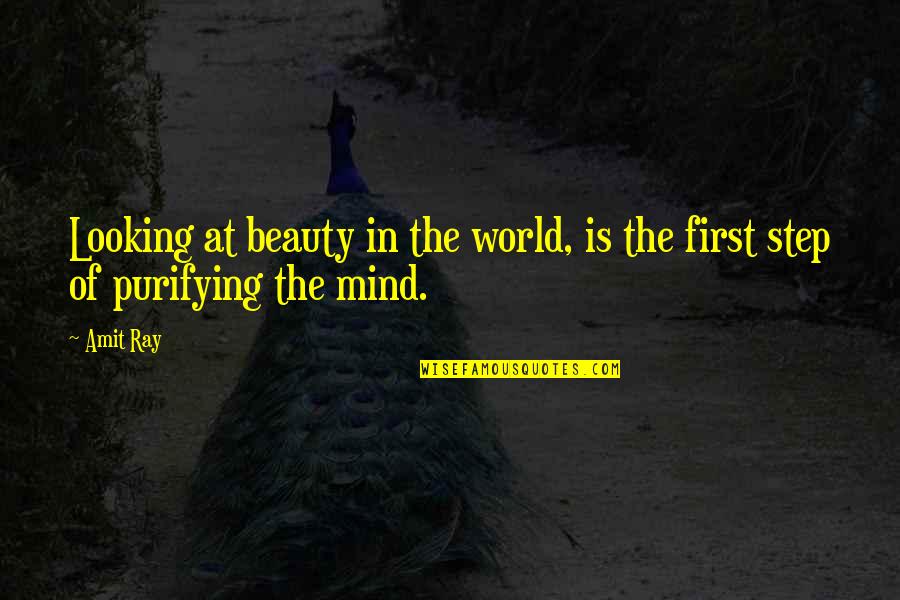 Pure Beauty Quotes By Amit Ray: Looking at beauty in the world, is the