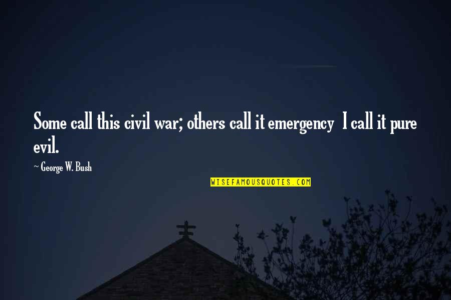 Pure Evil Quotes By George W. Bush: Some call this civil war; others call it