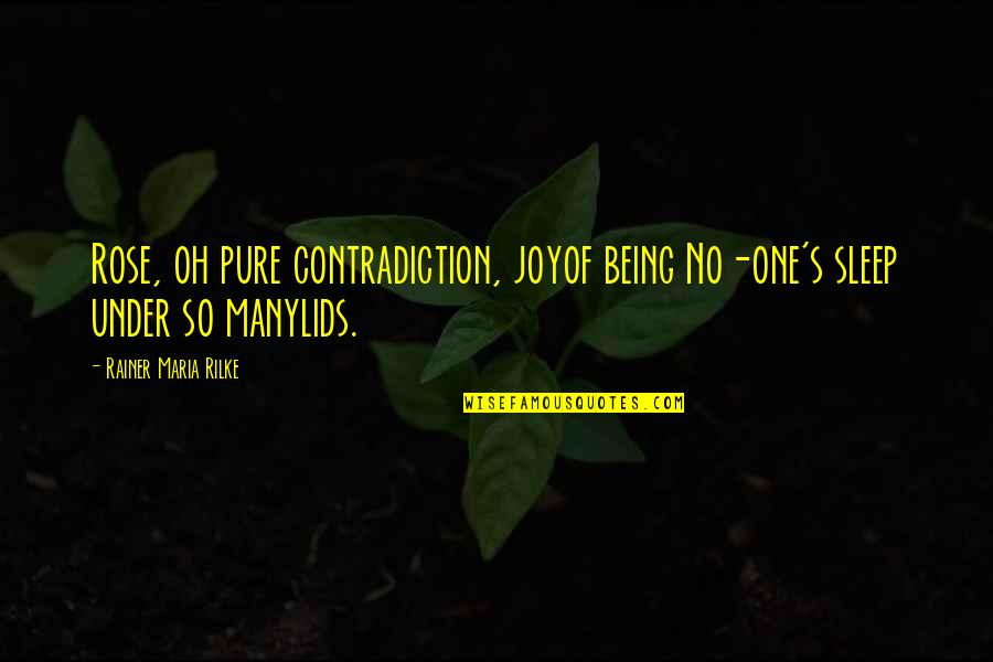 Pure Joy Quotes By Rainer Maria Rilke: Rose, oh pure contradiction, joyof being No-one's sleep Pure Joy Quotes By Rainer Maria Rilke: Rose, oh pure contradiction, joyof being No-one's sleep