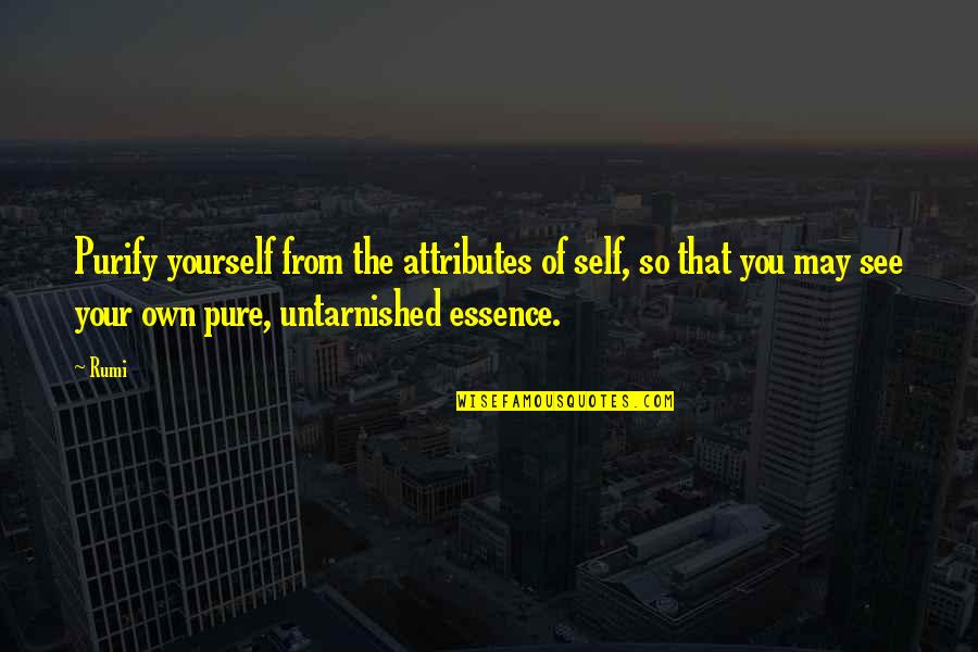 Pure Self Quotes By Rumi: Purify yourself from the attributes of self, so