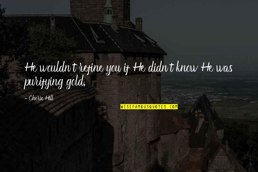 Purifying Gold Quotes By Cherie Hill: He wouldn't refine you if He didn't know