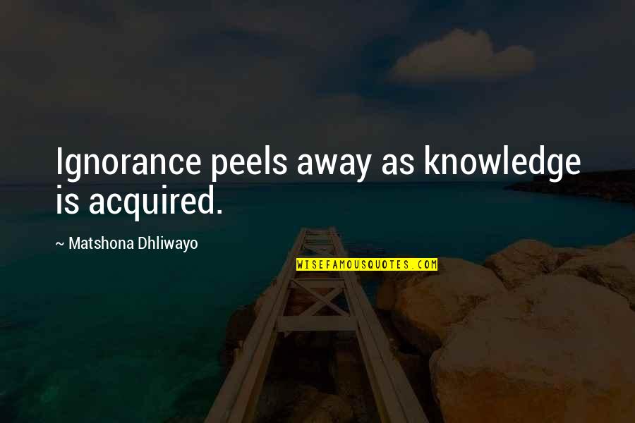 Purismo Quotes By Matshona Dhliwayo: Ignorance peels away as knowledge is acquired.