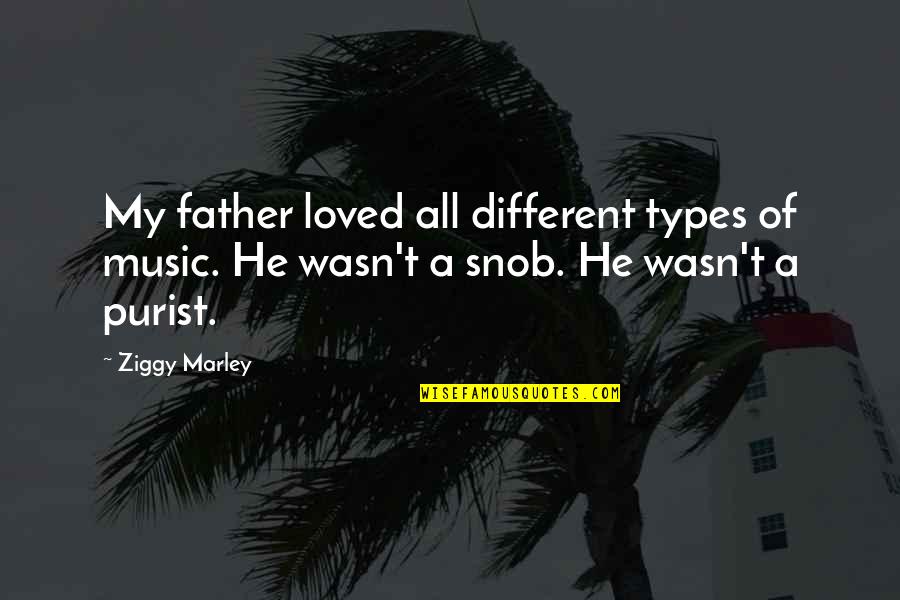 Purist Quotes By Ziggy Marley: My father loved all different types of music.