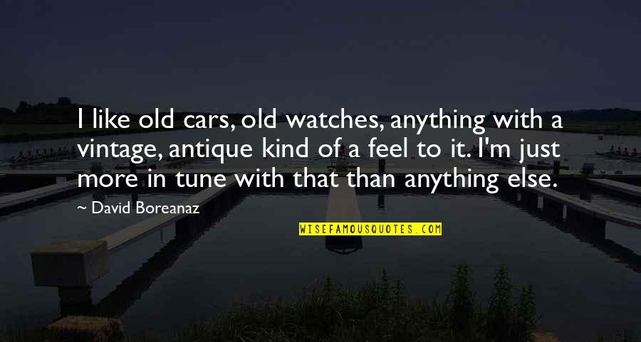 Purplish Hue Quotes By David Boreanaz: I like old cars, old watches, anything with Purplish Hue Quotes By David Boreanaz: I like old cars, old watches, anything with