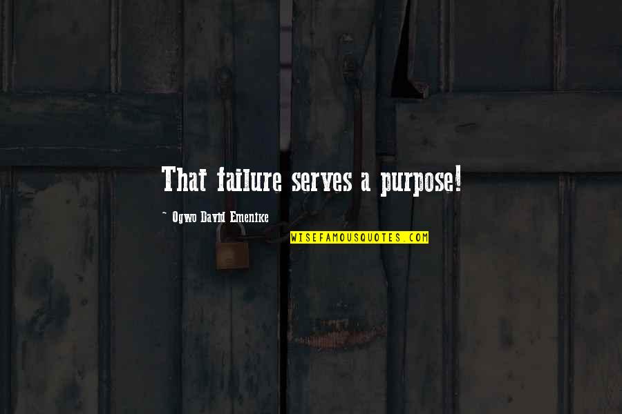 Purpose And Failure Quotes By Ogwo David Emenike: That failure serves a purpose!