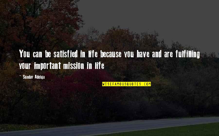 Purpose And Mission Quotes By Sunday Adelaja: You can be satisfied in life because you