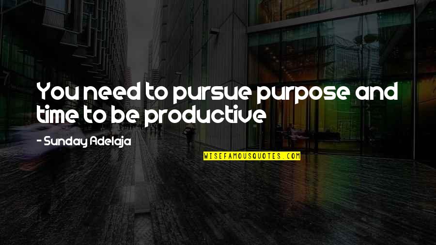 Purpose And Work Quotes By Sunday Adelaja: You need to pursue purpose and time to