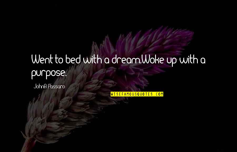 Purpose Goals Quotes By JohnA Passaro: Went to bed with a dream.Woke up with