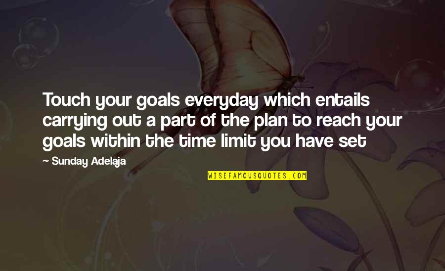 Purpose Goals Quotes By Sunday Adelaja: Touch your goals everyday which entails carrying out
