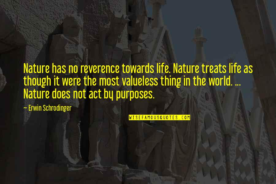 Purpose In Life Quotes By Erwin Schrodinger: Nature has no reverence towards life. Nature treats