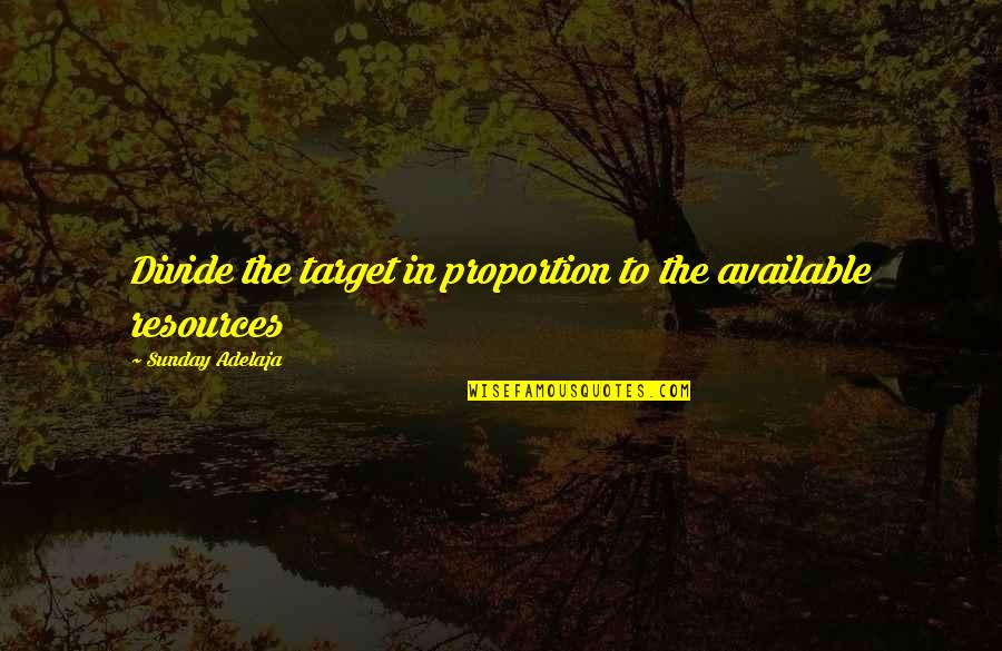 Purpose In Life Quotes By Sunday Adelaja: Divide the target in proportion to the available