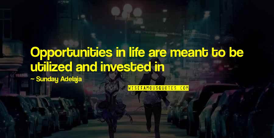 Purpose In Work Quotes By Sunday Adelaja: Opportunities in life are meant to be utilized