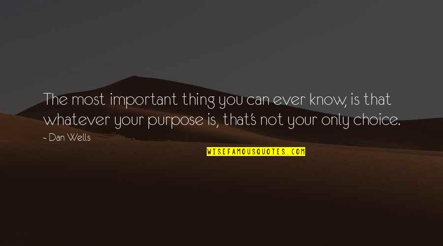 Purpose Is The Only Choice Quotes By Dan Wells: The most important thing you can ever know,