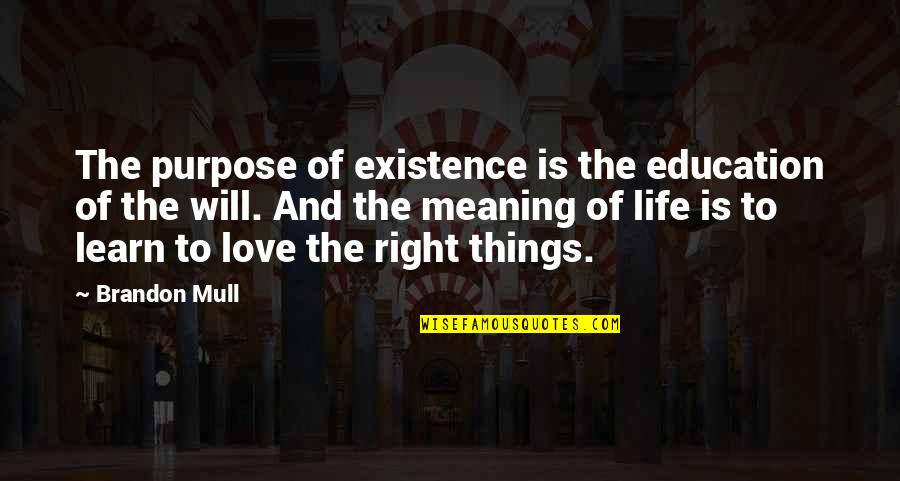 Purpose Of Education Quotes By Brandon Mull: The purpose of existence is the education of