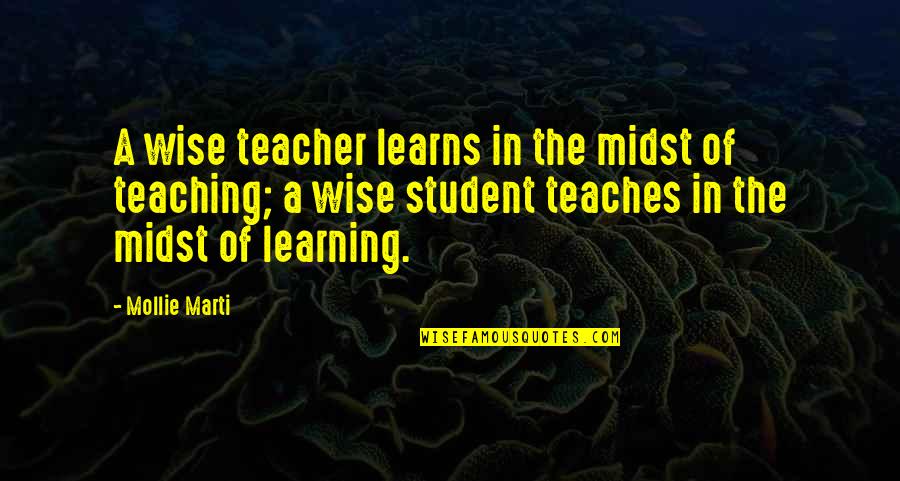 Purpose Of Education Quotes By Mollie Marti: A wise teacher learns in the midst of