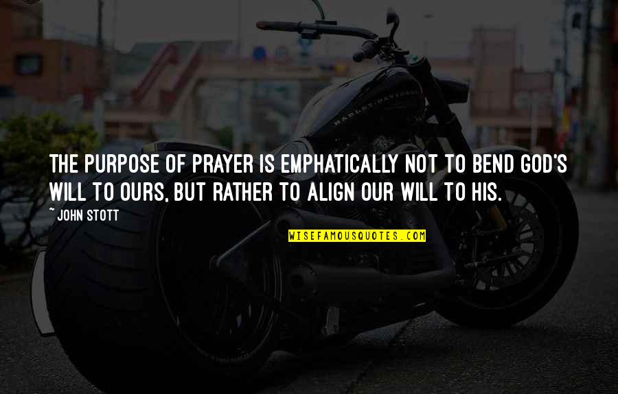 Purpose Of Prayer Quotes By John Stott: The purpose of prayer is emphatically not to