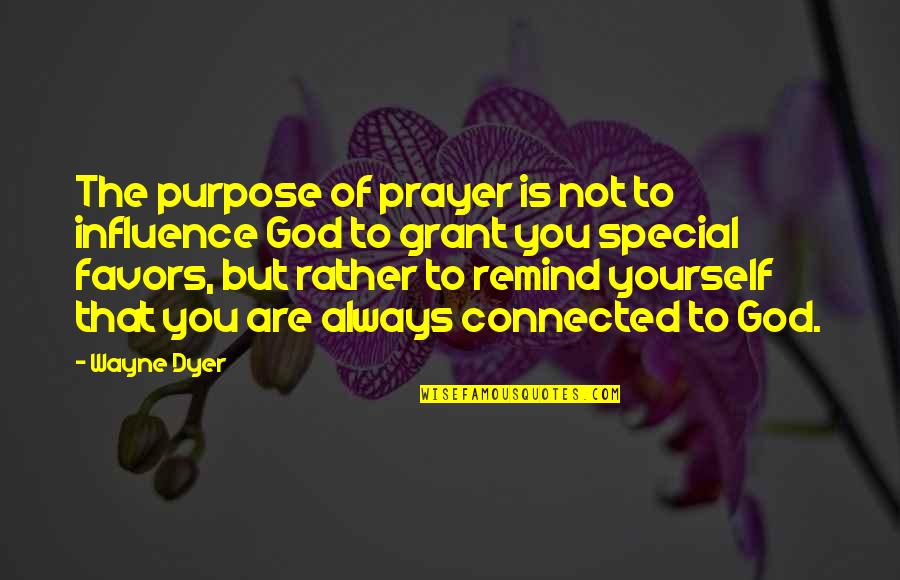 Purpose Of Prayer Quotes By Wayne Dyer: The purpose of prayer is not to influence
