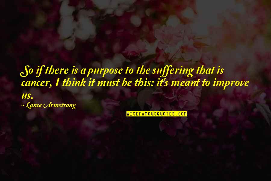 Purpose Of Suffering Quotes By Lance Armstrong: So if there is a purpose to the
