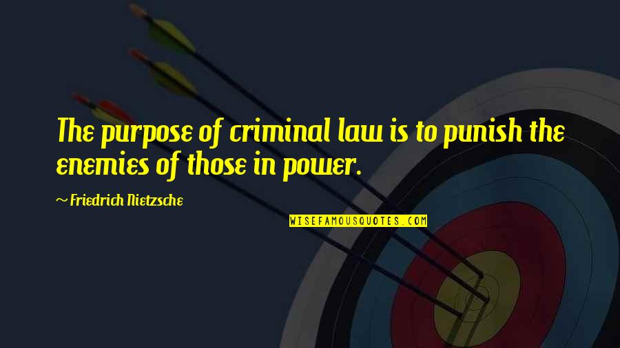 Purpose Of The Law Quotes By Friedrich Nietzsche: The purpose of criminal law is to punish