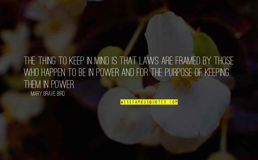 Purpose Of The Law Quotes By Mary Brave Bird: The thing to keep in mind is that