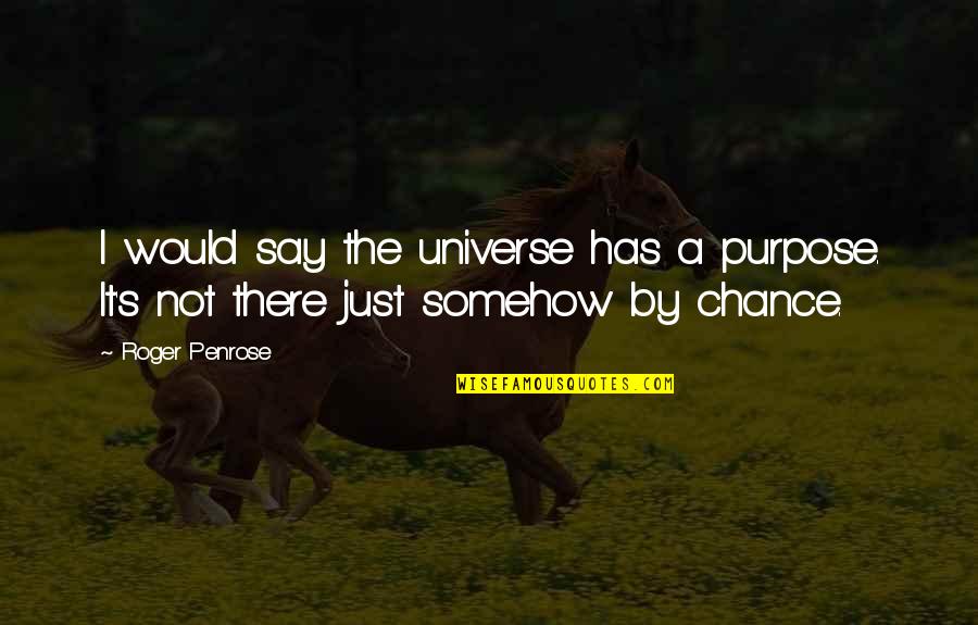 Purpose Quotes By Roger Penrose: I would say the universe has a purpose.