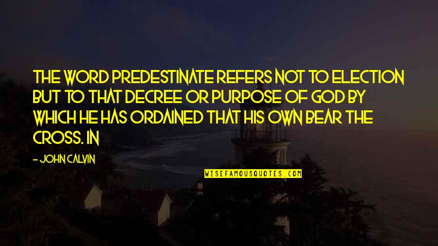 Purpose The Word Quotes By John Calvin: the word predestinate refers not to election but